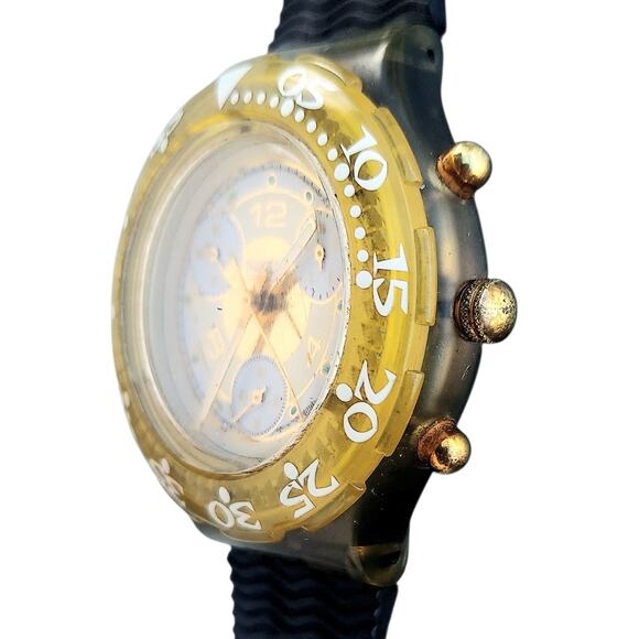 Swatch Watch GOLDEN RIVET SEM100 1995 Aquachrono With Case and new band - Picture 4 of 7